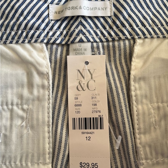 Blue and White Pin Striped Shorts by New York and Company/Size 12. NWT - Picture 3 of 7
